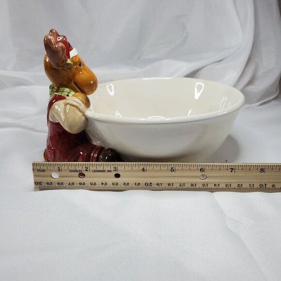 Harry & David Moose Ceramic Holiday Bowl Decorative Serving Dish 7" Diameter - Picture 8 of 12